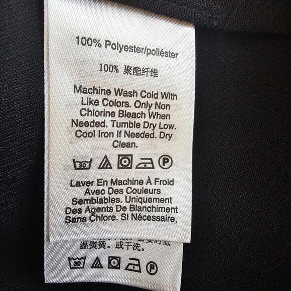 DKNY  Long-Sleeve Pleated Keyhole Black Blouse Women's Size XL - Picture 9 of 10